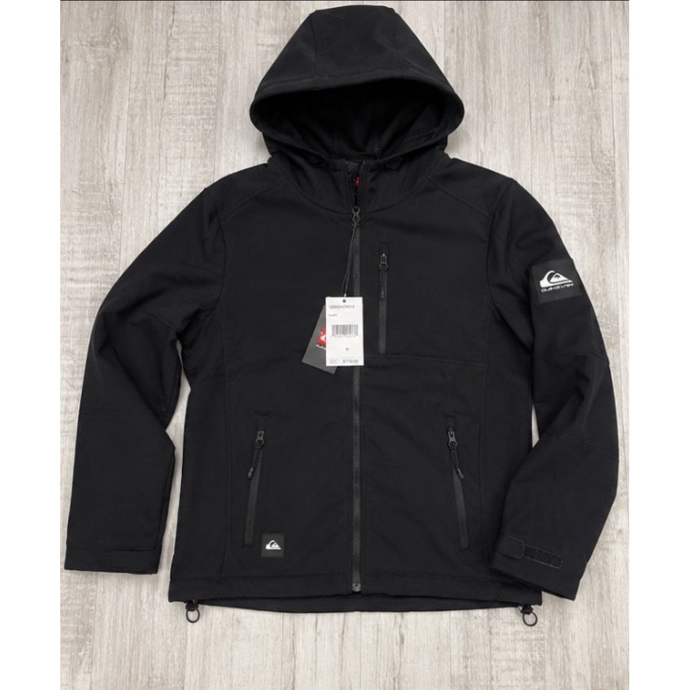 Quiksilver Mens M Black Stretch Softshell Hooded Jacket QSM340W019 NWT